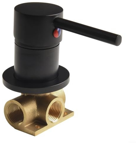 URPIZY Robinet de douche encastré rond 1/2 Robinet mélangeur manuel chaud et froid Régulateur d'eau Montage mural Utilisation à une main Laiton Chrome Noir Or Robinet de douche (noir)