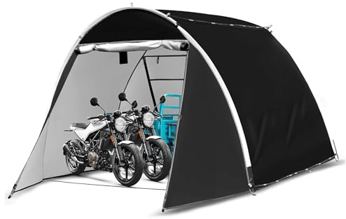 Bike Storage Shed Tent, 98.4 x 82.7 x 65 in,Outdoor Portable Bike Storage, 210D Oxford Fabric PU4000 Waterproof, 2 Rolling Doors, Store 4~8 Bikes, Motorcycles or Large Motorcycles, Without Floor