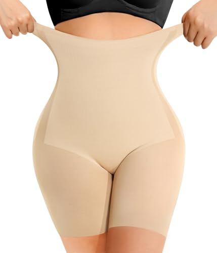 Nebility Shapewear for Women Tummy Control Knickers High Waisted Body Shaper Pants Seamless Shaping Shorts (Beige, M)