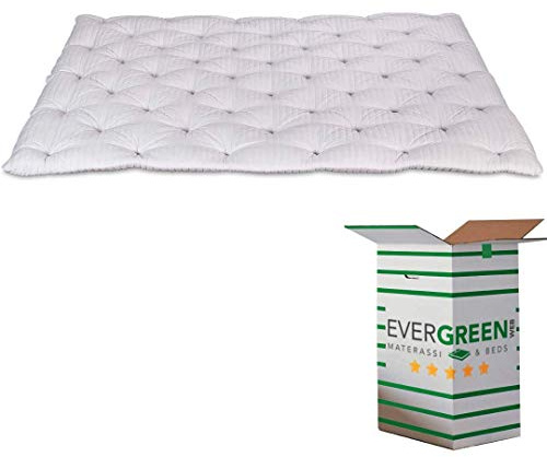 Evergreenweb - Correttore Materasso in Lattice Matrimoniale 160x190 Alto 7 cm, Topper Letto, Coprimaterasso Imbottitura Fiocco 100% Effetto Piuma Morbido, Futon Ortopedico, Fodera Antiacaro LATEXMED