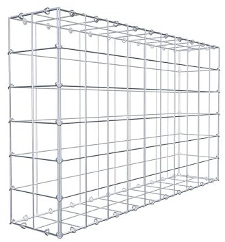 GABIONA Panier à pierre carré - Dimensions des mailles : 10 x 10 cm - Profondeur : 20 cm - Gabion : 100 x 60 x 20 cm - Anneau en C