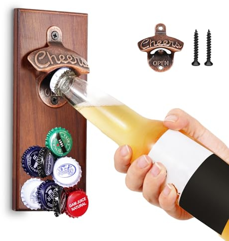 Gifts for Men Dad, Magnetic Beer Bottle Opener Wall Mounted with Auto Catch, Unique Beer Gifts for Men Him Boyfriend Grandpa Husband Uncle, Cool Gadgets for Birthday Housewarming Presents