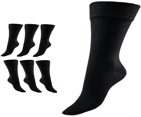 Vitopia CONE - Calzini a imbuto larghi, senza pressione elastica (6 paia) - Calzini sanitari per polpacci forti e gambe gonfie, adatti alle vene e senza cuciture, donna e uomo, vestibilità a V, Nero
