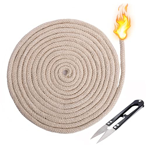 Mèche ronde en coton - 10 m - Fabriquée à la main - Pour lampe à huile - 6 mm