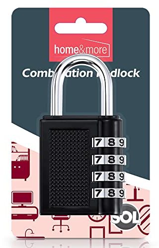 SOL 4 Digit Combination Padlock – Heavy Duty Number Padlock Outdoor Use, Weatherproof Lock for Gym, Locker, Shed & Toolbox – Secure Resettable Code Lock for Travel, Gates & Storage