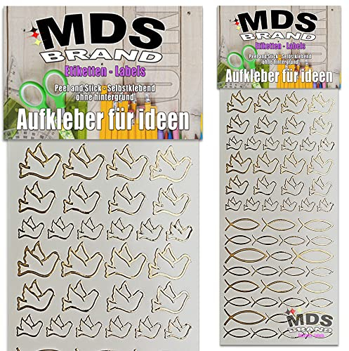 MDS Brand Katholisch Taube & Fisch Aufkleber 2er/pk ideal für Hochzeit, Weihnachten und Geburtstagen, einfach zum basteln und gestalten von Karten & Fotoalbum & Verzierung von Kerzen (Kirche-8)