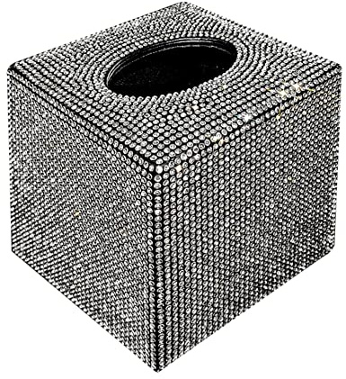 Scatola Per Fazzoletti Quadrati in Pelle PU, Bling Bling Porta Fazzoletti Con Strass, Scatola Del Tessuto Per Veicoli Auto Dispenser Di Carta Per Bagno Per Bagno Casa Ufficio Auto