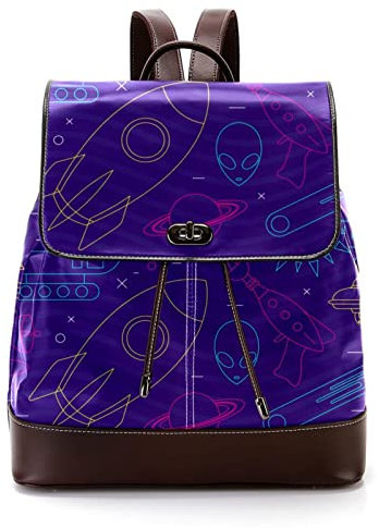 Personalisierte lässige Tagesrucksack-Tasche für Teenager, Reisen, Business, College, Funky Space Icons, Mehrfarbig, 27x12.3x32cm, Rucksack Rucksäcke