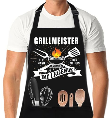 XCSJKJ Tablier barbecue pour homme cadeau barbecue personnel tablier BBQ tablier de cuisine, idées cadeaux homme tablier rigolos l'homme le mythe la légende tabliers noirs