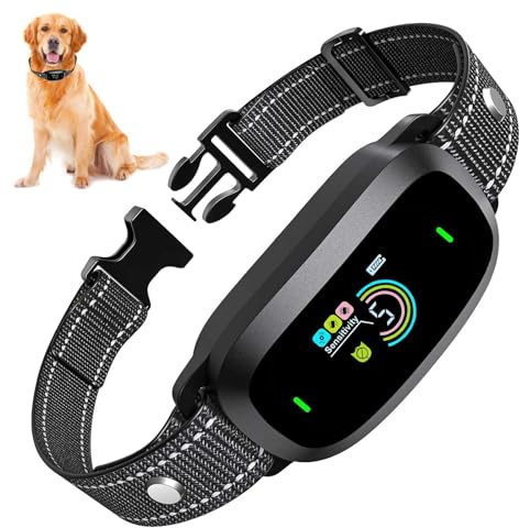 HERBYD Collare Antiabbaio per Cani Ricaricabile, Impermeabile IP67 e 4 Modalità Inoffensive Suono/Vibrazione/Vibrazioni Forte 5 Livelli di Sensibilità Collari Anti Abbaio per Cani Piccoli/Medi/Grandi
