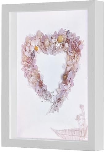 SMYJDMM 3D Bilderrahmen zum Befüllen, Bilderrahmen Tief zum Befüllen, 25 x 20 x 3 cm Tiefer Rahmen Shadow Box für Fotos Objekte Hochzeitsstrauß DIY Kunstwerke (Weiß)