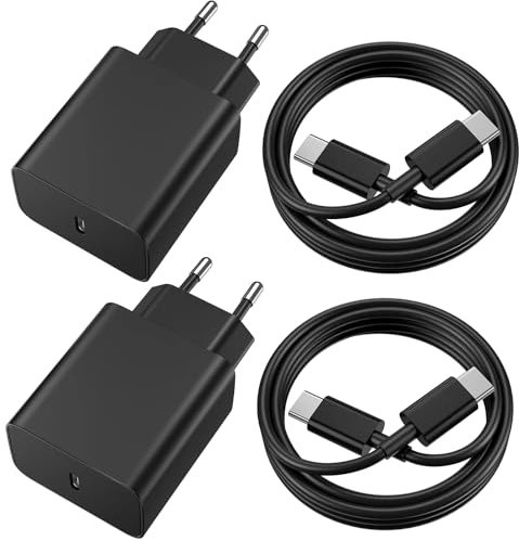 45W USB C Ladegerät Mit Kabel 2M für Samsung Galaxy S24 S23 S22 S21 S20 FE S10 S9 S8 A55 A54 A53 5G A52 A51 A50 A34 A33 A23 A13 A12, Schnellladegerät Adapter (2PACK-6.6FT)
