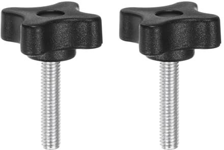sourcing map 2pcs Star Clamping Knobs M6 x 30mm Metric Male Thread 32mm 4-Point Plastic Head Threaded Stud Knob Hand Tightening Thumb Screw Jig Handle, Black