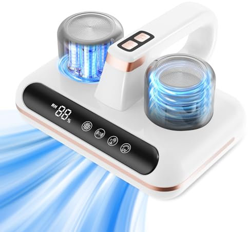 JOHNBOLIN Mattress Vacuum Cleaner, 20000pa Ultrasonic & UV-C Light Bed Vacuum Cleaner, LED Screen Hand Held Vacuum Cordless with HEPA Filtration, Rechargeable Portable Dual Gear Dust Mite Cleaner