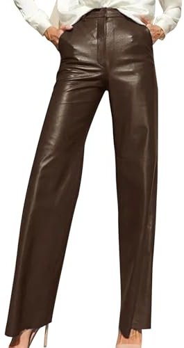 vokkrv Pantalones de Cuero Mujer Casual Moda Pants Jogging Slim Fit Retro Vintage Pantalones Largos Fiesta Elegante Deportes gótico Punk Pantalones Bolsillos