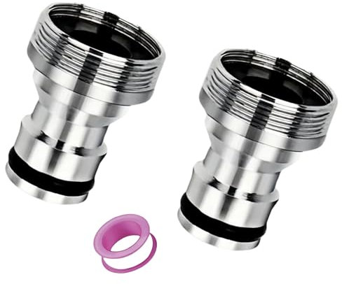 Adaptateur de tuyau pour robinet - Raccord rapide - Raccord de tuyau d'arrosage (raccord de robinet universel pour mitigeur (argenté)