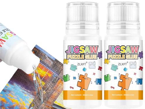 Colla Puzzle Aggiornata con Testa In Spugna,2pcs Colla per Puzzle,Colla Per Puzzle con Testa In Spugna,Sigillante per Puzzle Non Tossico e Ad Asciugatura Rapida,Colla Puzzle Luminosa e Idrosolubile