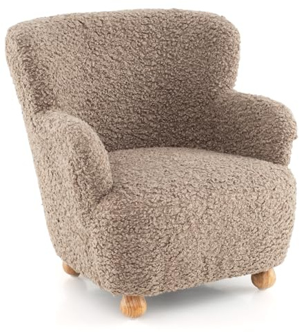 COSTWAY Kindersofa, Kindersessel mit Rückenlehne, Armlehne & Holzbeine, Kindercouch gepolstert aus Sherpa, Spielsofa Kinderzimmer, Kinder Sofa für Jungen & Mädchen ab 3 Jahren, 52 x 50 x 53 cm
