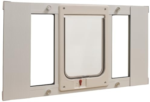 Ideal Pet Products Aluminum Sash Window Pet Door, Adjustable to Fit Window Widths from 27 to 32, Chubby Kat 7-1/2” x 10-1/2” Flap Size