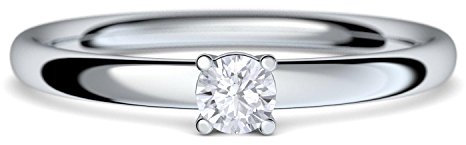 Verlobungsring Diamant Weißgold Ring 585 0,08 Carat SI1/H Brillantring - inkl. Luxus-Etui - Verlobungsringe mit Diamant Brillant Ring Weißgold Ringe 585 - dünn - AM161 WG585BRFA60