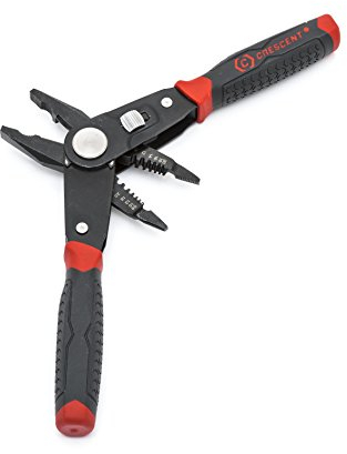 Crescent CCP8V 2 in 1 Pinza Combinata Doppio Materiale per Guardafili/Combinata e Spelafili, Rosso/Nero