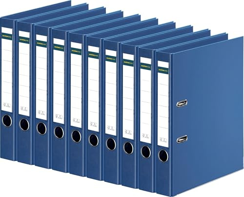 SCHÄFER SHOP Ordner A4 schmal – Ringbuch Aktenordner Büroordner Kunststoffordner - Made in Germany - blau, 50 mm, 10er Pack