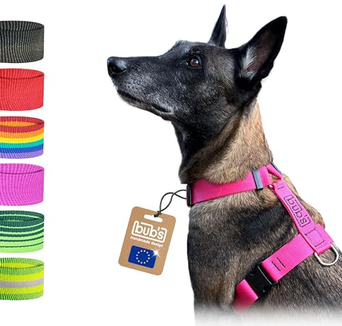 Bub’s® Arnés Perro Grande Antitirones - Arnés Perro Forma de H - Dog Harness, Pechera Canina (Grande, Rosa)