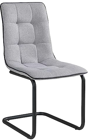 Home4You Esszimmerstuhl - Grau - Mikrofaser - Metallgestell - Schwingstuhl Küchenstuhl Freischwinger Polsterstuhl