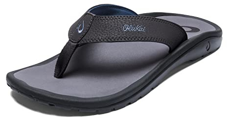 OLUKAI Ohana Men's Beach Sandals, Water Resistant Flip Flops, Arch Support & Comfort Fit, Lightweight & Durable, Enhanced Grip & Traction, Pavement/Pavement, 12