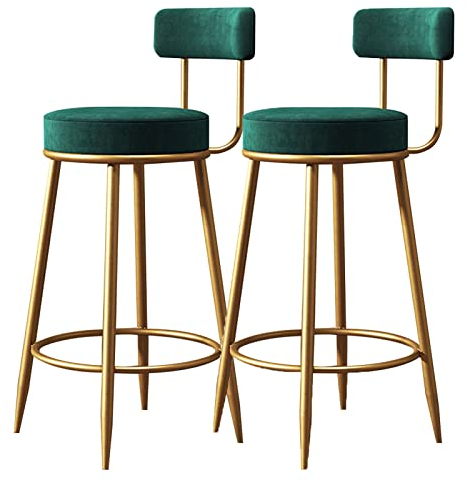 2 -teilige Velvet Barhocker, moderner Haus mit stilvoller Hochstuhl mit Rückenlehne, Counterhöhe, Bar Küchenfrühstück Cafe