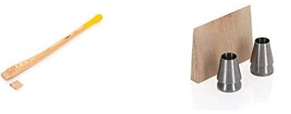 OCHSENKOPF Ersatzstiel für Spaltbeil, 850 mm, 725 g, 85.0 x 6.0 x 4.0 cm & Befestigungssatz, Verkeilung für schwere Äxte, 3-TLG (2X Ringkeil, 1x Holzkeil), Forstwerkzeug, 5.0 x 5.0 x 2.0 cm, Silber