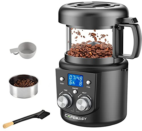 CAFEMASY Coffee Bean Roaster Machine - Home Use Air Coffee Roaster with Adjustable Timer Roasting Heating and Air Fan Setting