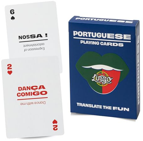Cartes à jouer Lingo portugaises | Cartes de voyage | Apprenez le vocabulaire portugais de manière amusante et facile | 52 traductions essentielles