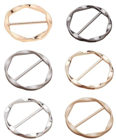 6 Pièces Femme Métal T Shirt Clip Anneaux Écharpes Boucle pour Femmes Angle Vêtements noués Cercle Clip Boucle Vêtements Bijoux Mode Accessoires Manteau