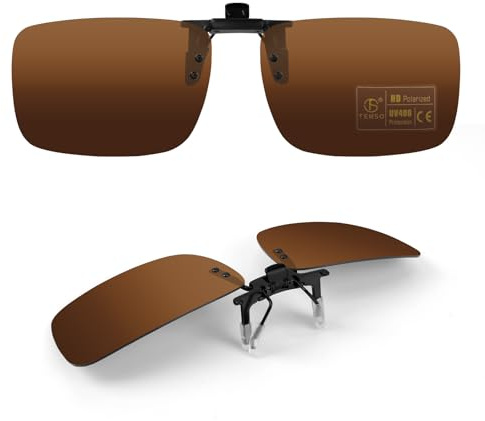 TEMSO Gafas de sol polarizadas con clip para hombres y mujeres, protección UV400, visión HD, antirreflejos, conducción segura, Marrón M Cat.3, 60*41MM