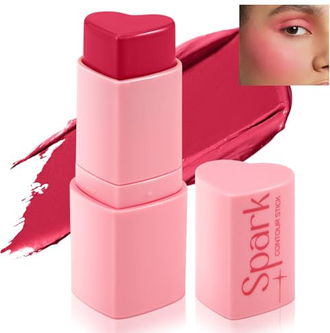 Boobeen Fard à Joues Crème Stick Contour, Fard à Joues Multi-Usages, Facile à estomper, Léger, Longue Durée de Vie pour les yeux, les lèvres et le visage, Finition Matte et Rosée