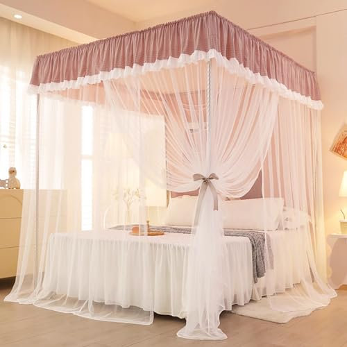 DLYZAYE Prinsessäng, himmelssäng, himmelssäng, himmelstält med 4 hörn himmelssäng, himmelssäng, dubbelt lager, elegant dubbelt lager, mysigt för vuxna och sovrum