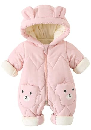 JiAmy Baby Snowsuit, Toddlers Baby Winter Suit Baby Boys Girls Warm Coat Romper Outerwear Pink 6-9 Months