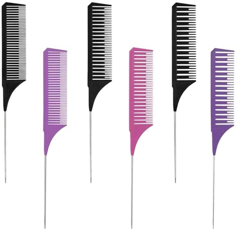 6 Pettini Multicolori, Pettini Elettrostatici Resistenti Alle Alte Temperature, Pettini A Coda Di Punta Multifunzione, Pettini Per Evidenziare Lo Stile, Accessori Professionali Per Parrucchieri.