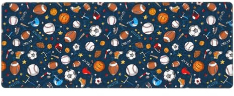 Tapis de clavier en caoutchouc 30,5 x 80 cm Motif WHJDPP Baseball Basketball Football Hockey doux et épais pour protéger le bureau pour bureau