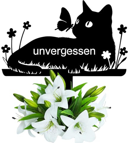 Wondramble Pierre tombale chat pour l'extérieur, décoration funéraire chat résistant aux intempéries, piquet de jardin, plaque commémorative 25 cm