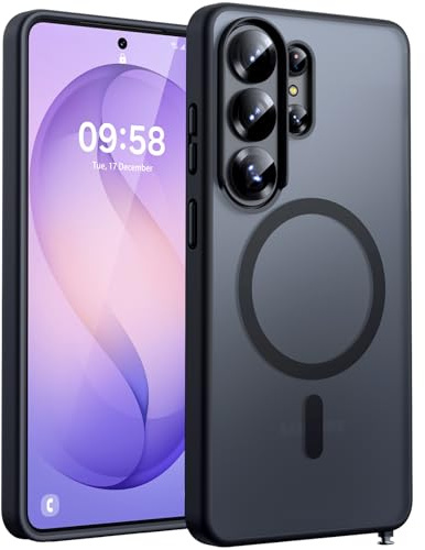 TOCOL Funda para Samsung Galaxy S26 Ultra, Compatible con MagSafe, Imanes Integrado, Protección contra Caídas y Arañazos, Trasera Semitransparente Esmerilada, Titán Negro