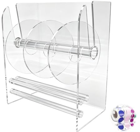 Ticha Support de distributeur d'autocollants Pmma à 4 compartiments, distributeur d'étiquettes réglable, support de rangement d'autocollants pour la maison, léger, polyvalent