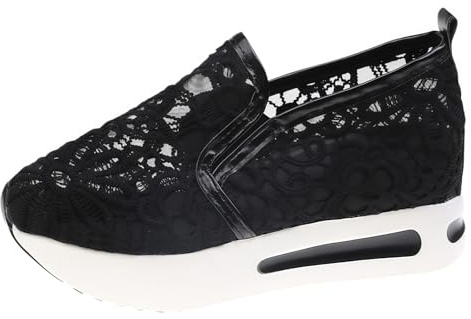 Scarpe da Ginnastica da Donna Slip-On Low-Top Platform Mesh Cuneo Superiore Sole Casual Scarpe da Camminare con Suola cuscinetta in Eva Spessa per Feste di indossamento Casual Tutti i Giorni