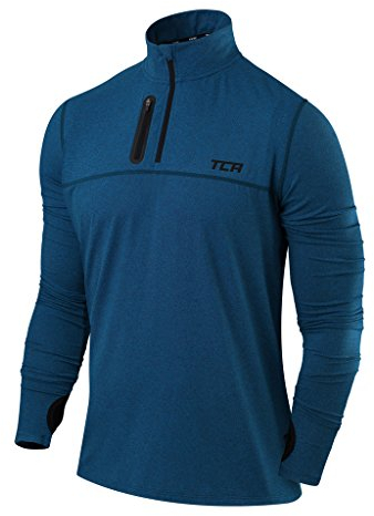 TCA Laufshirt Herren Langarm - Fusion Pro Quickdry Langarmshirt atmungsaktiv - Ski Oberteil Herren - Wandershirt Funktionsshirt - Outdoor Longsleeve Sport Pullove - Dunkelblau/Dunkelblau, M