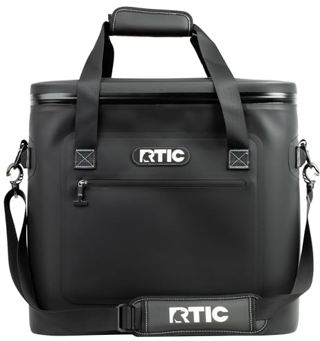 RTIC Soft Cooler 40 Can, Insulated Bag Portable Ice Chest Box for Lunch, Beach, Drink, Beverage, Travel, Camping, Picnic, Car, Trips, Floating Cooler Leak-Proof with Zipper, Black