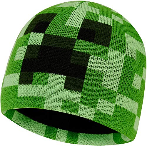 Minecraft Beanie or Winter Accessories Set | 3 Pcs with Scarf & Gloves | 2 Pcs with Gloves | or 1 Pcs Beanie or Bucket Hat (Green Hat, S/M)