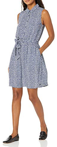 Amazon Essentials Mujer Vestido Camisero Tejido sin Mangas de Ajuste Relajado