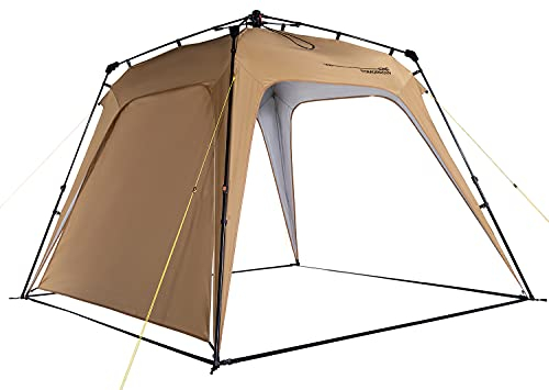 Lumaland Outdoor Pabellón 2,5 x 2,5 m | Impermeable y protección UV | Tienda de jardín Incluido. 1 Panel Lateral y Bolsa y estacas | Tienda de campaña y recepción Robusta | Montaje rápido [Camel]