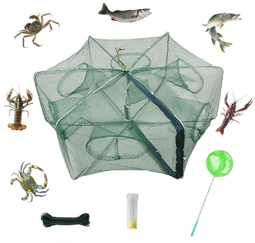Faltbare angelfalle zusammenklappbar,HunterBee stück Loch Angeln köderfalle sechseck 6 Loch,zum fangen vonelritze krebse krebse krabben,Angeln köderfalle tragbare,crawdad Garnelen net.